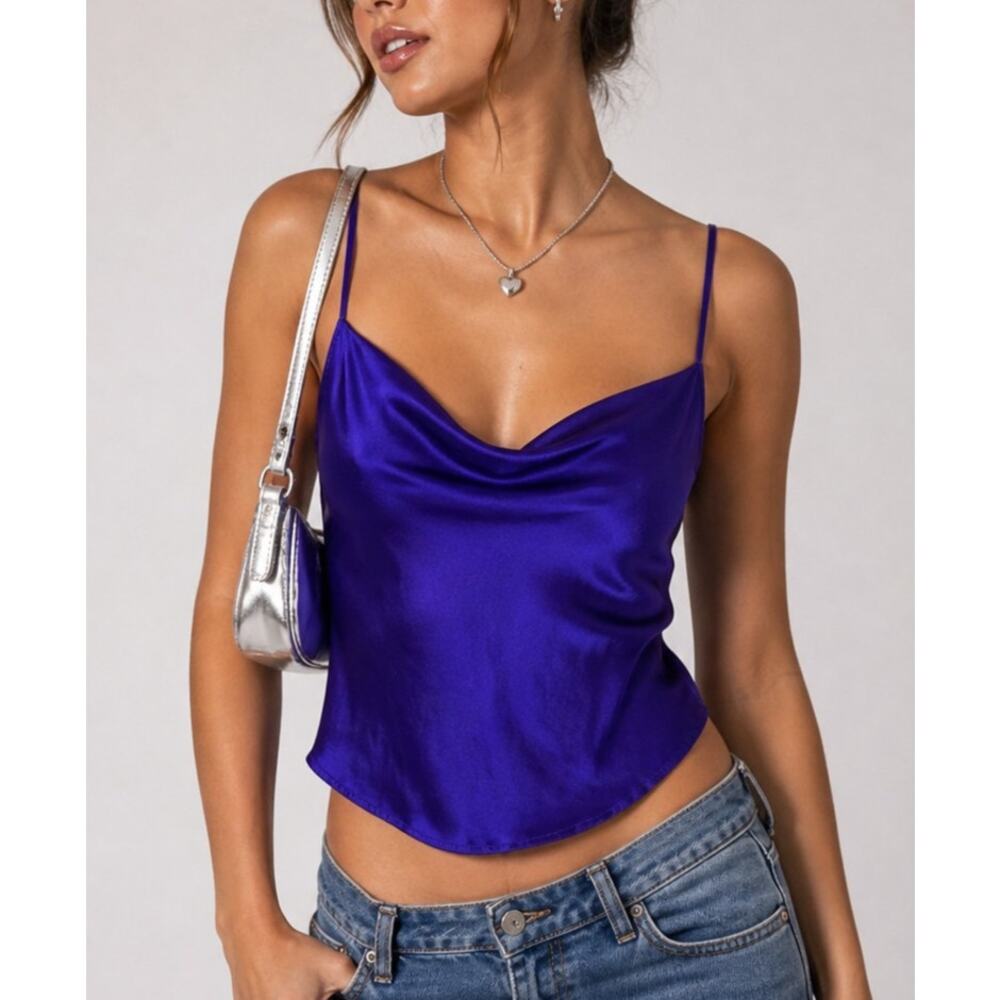 Vintage Victoria's Secret Gold Label Y2K Silk Tank Top Medium Purple Sultry Glam